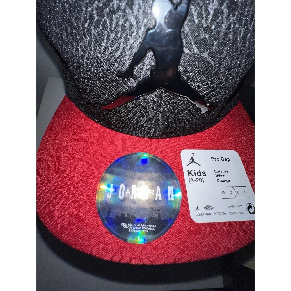 (12)Air JORDAN‎ Metal JUMPMAN Kids 8-20 Black/Red Cap Hat Adjustable Snapback